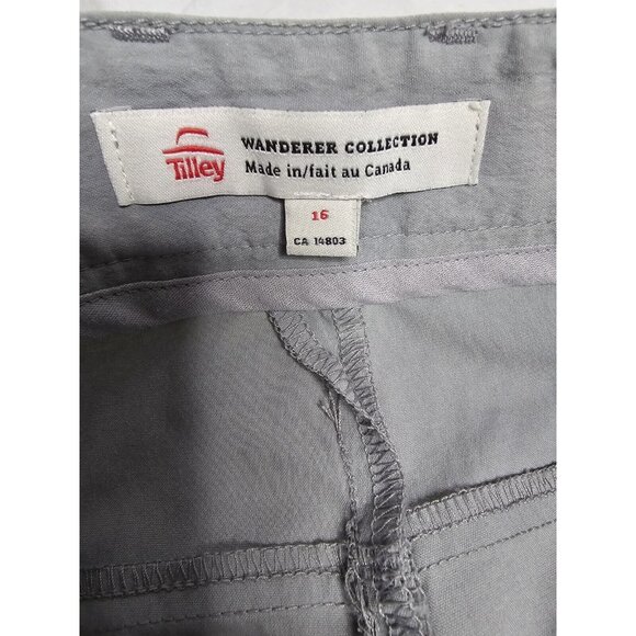 Tilley Wanderer Collection Gray adjustable fold over hem shorts Size 16 Women's - Picture 4 of 10